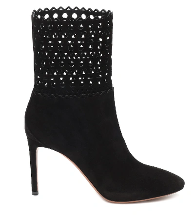Shop Alaïa Suede Ankle Boots In Black