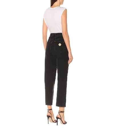 Shop Balmain High-rise Straight-fit Jeans In Black