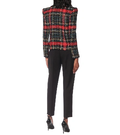 Shop Balmain Tweed Jacket In Red