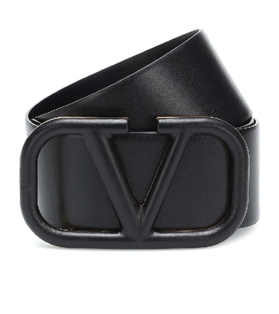 Shop Valentino Vlogo Leather Belt In Black