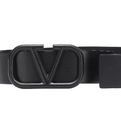 Shop Valentino Vlogo Leather Belt In Black