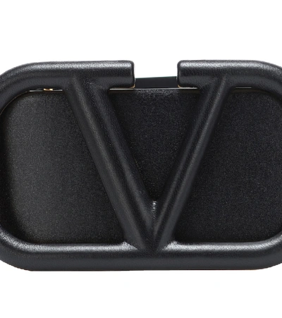 Shop Valentino Vlogo Leather Belt In Black