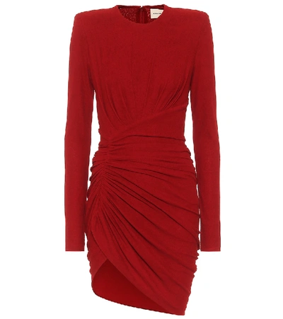 Shop Alexandre Vauthier Ruched Stretch-jersey Minidress In Red