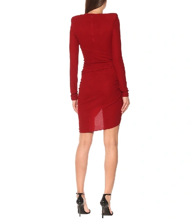 Shop Alexandre Vauthier Ruched Stretch-jersey Minidress In Red