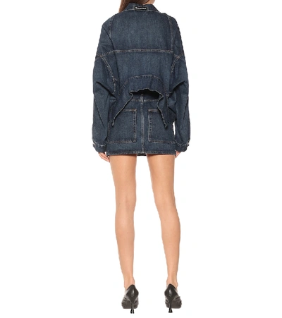 Shop Balenciaga Upside Down Oversized Denim Jacket In Blue