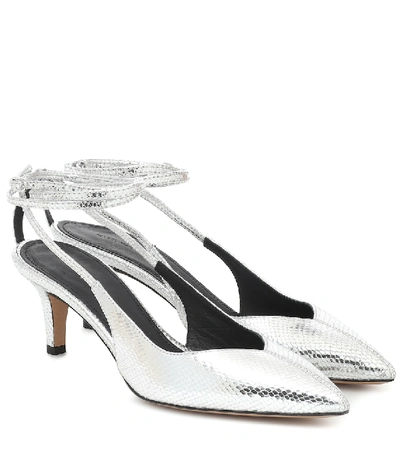 Shop Isabel Marant Pasar Snake-effect Leather Pumps In Silver