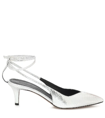 Shop Isabel Marant Pasar Snake-effect Leather Pumps In Silver