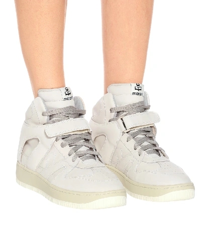 Shop Isabel Marant Brooklee Leather Sneakers In Chalk