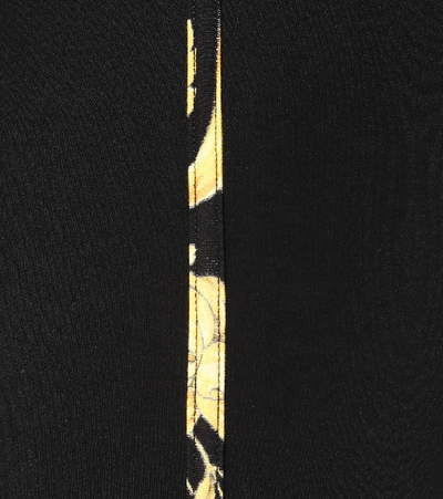 Shop Versace Printed Stretch-cotton Leggings In Black