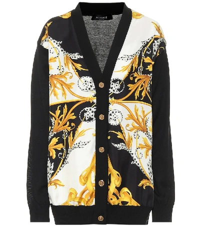 Shop Versace Acanthus Silk-blend Cardigan In Multicoloured