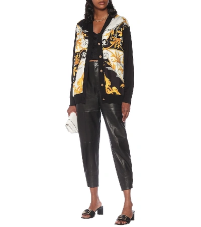 Shop Versace Acanthus Silk-blend Cardigan In Multicoloured