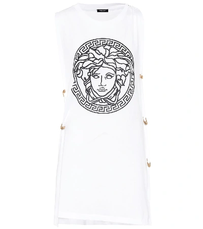 Shop Versace Medusa-logo Cotton-jersey Tank Top In White