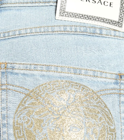 Shop Versace High-rise Slim-fit Jeans In Blue