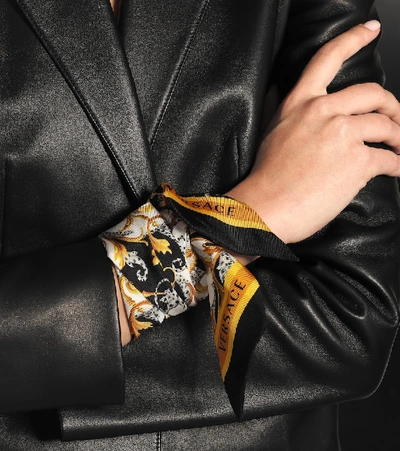 Shop Versace Acanthus Silk-twill Scarf In Gold