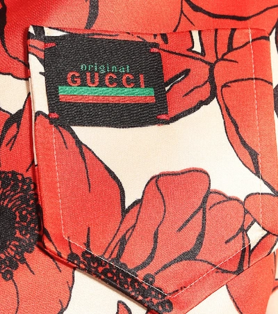 Shop Gucci Floral Silk-duchesse Jacket In Orange
