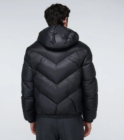 Shop Versace Hooded Down Jacket In Black