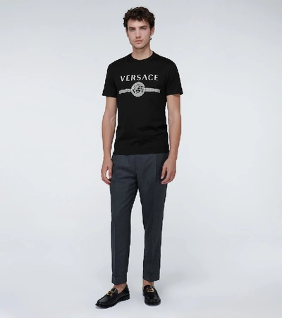 Shop Versace Logo Taylor-fit T-shirt In Black