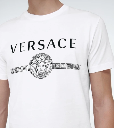Shop Versace Logo Taylor-fit T-shirt In White