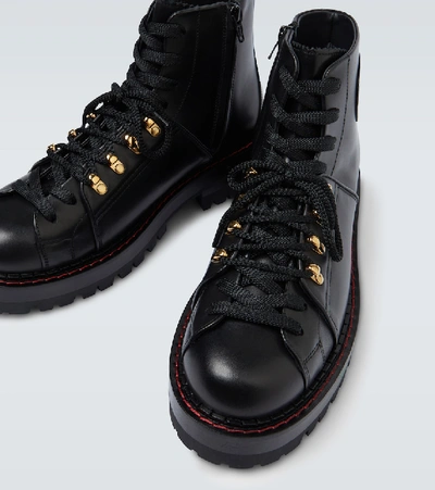 Shop Versace Leather Mountain Boots In Black