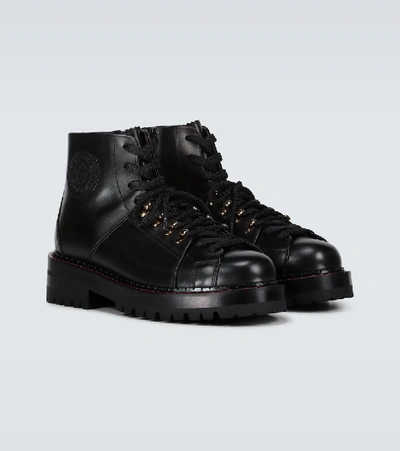 Shop Versace Leather Mountain Boots In Black