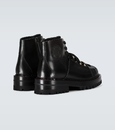 Shop Versace Leather Mountain Boots In Black