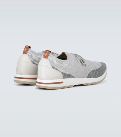 Loro Piana 360 Flexy Walk Leather-trimmed Knitted Wool Sneakers In Grey