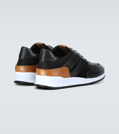 Shop Tod's Suede And Leather Sneakers In Black