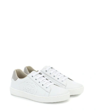 Shop Gucci Ace Leather Sneakers In White