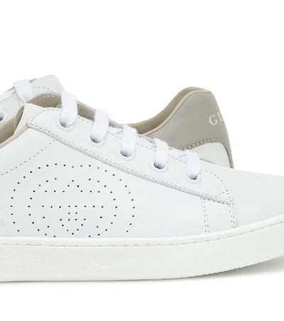 Shop Gucci Ace Leather Sneakers In White