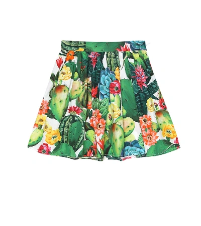 Shop Dolce & Gabbana Printed Cotton Poplin Skirt In Cactus Fdo.bianco