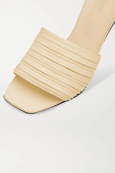 Shop Neous Sham Ruched Leather Mules In Pastel Yellow
