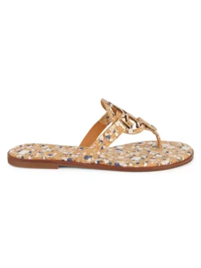 Shop Tory Burch Miller Cork Thong Sandals In Confetti Coral