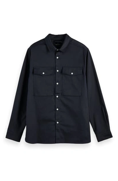 Shop Scotch & Soda Clean Button-up Utility Shirt In Night