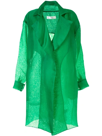 Shop The 2nd Skin Co. Organza Trench Coat In Green