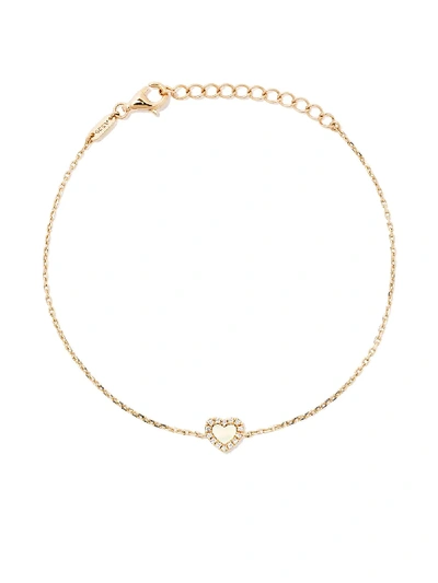 Shop As29 18kt Yellow Gold Miami Heart Diamond And Mother Of Pearl Bracelet