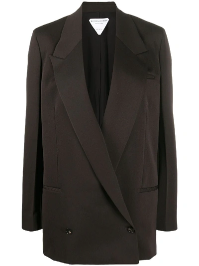 Shop Bottega Veneta Oversize Wrap Blazer Jacket In Brown