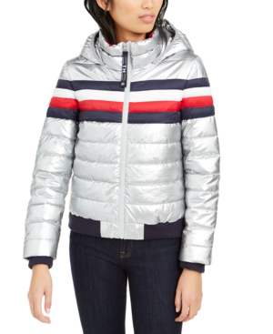 tommy hilfiger silver coat