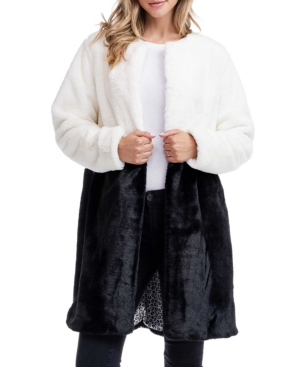 off white faux fur coat