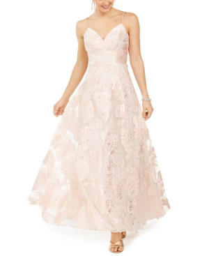 eliza j metallic floral ball gown