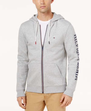 Tommy Hilfiger Denim Men's Dash Logo-print Full-zip Hoodie In Metal Grey |  ModeSens