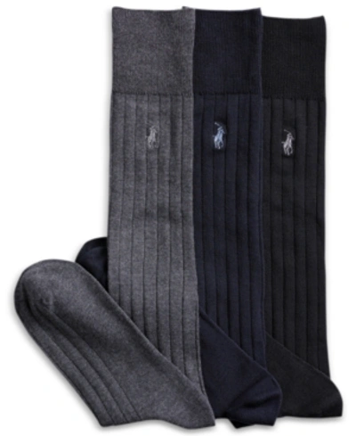 Shop Polo Ralph Lauren 3 Pack Over The Calf Dress Men's Socks