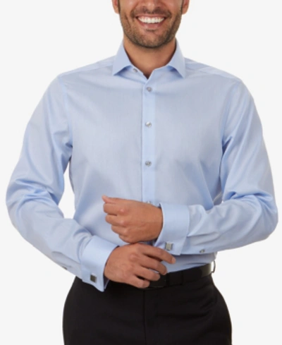 Shop Calvin Klein Steel Men's Slim-fit Non-iron Performance Herringbone French Cuff Dress Shirt