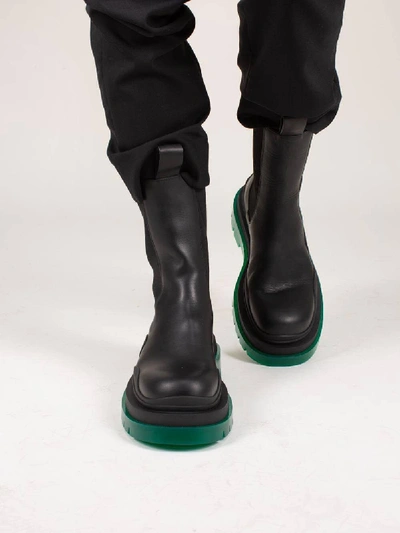 Shop Bottega Veneta Vegetal Calfskin Boots Black Green
