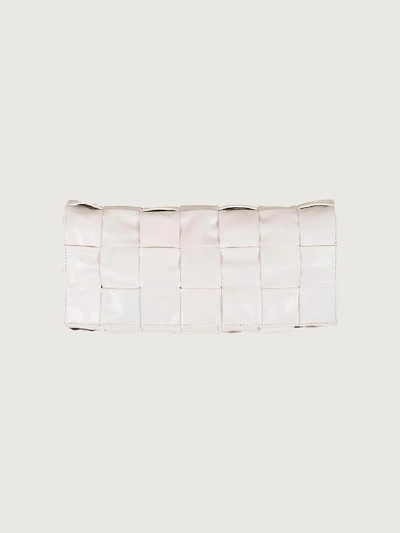 Shop Bottega Veneta Intreccia Leather Paper Bag White