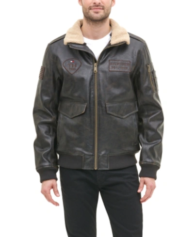 Shop Tommy Hilfiger Men's Top Gun Faux Leather Aviator Bomber Jacket, Created For Macy's