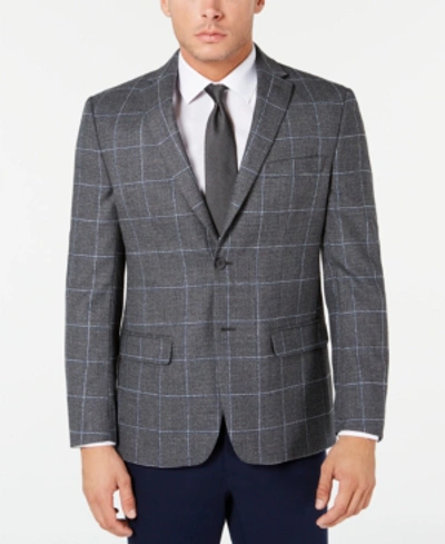 Shop Tommy Hilfiger Men's Modern-fit Thflex Stretch Grey Textured Windowpane Sport Coat