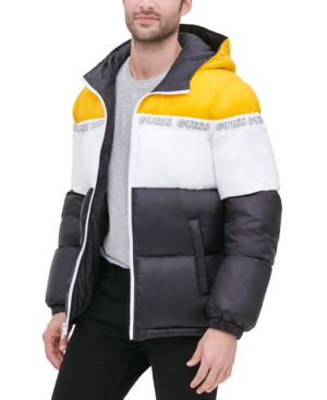 yellow guess puffer jacket