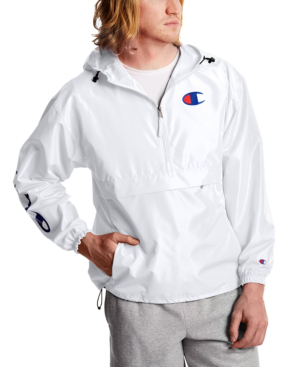 champion windbreaker mens white