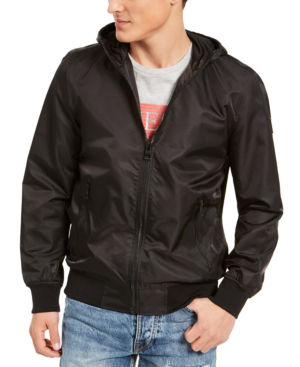 guess bomber jacket with hood