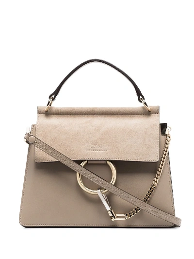 Shop Chloé Small Faye Top-handle Bag In Grey